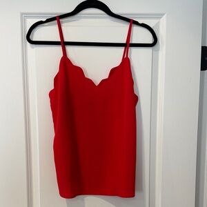 Monteau Vibrant Red Scalloped Camisole